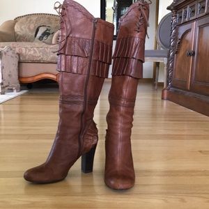 Genuine Leather Ruffle Boots